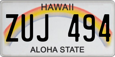 HI license plate ZUJ494