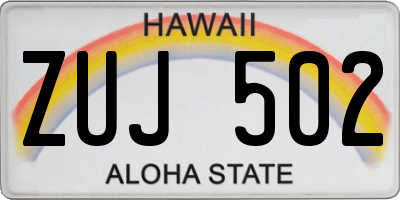 HI license plate ZUJ502