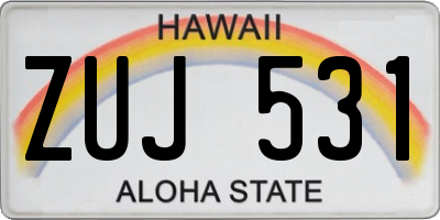 HI license plate ZUJ531