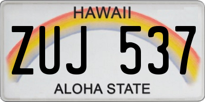 HI license plate ZUJ537