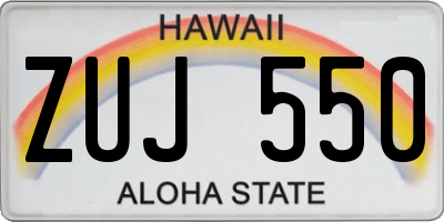 HI license plate ZUJ550