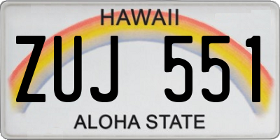 HI license plate ZUJ551
