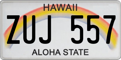HI license plate ZUJ557