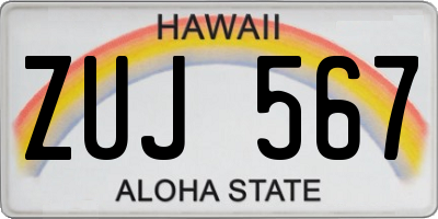 HI license plate ZUJ567