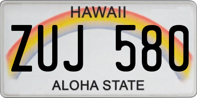 HI license plate ZUJ580