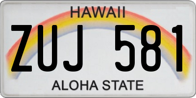 HI license plate ZUJ581