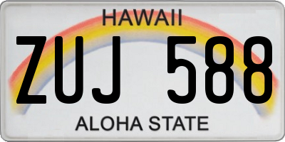 HI license plate ZUJ588