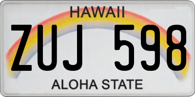 HI license plate ZUJ598