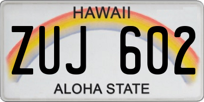 HI license plate ZUJ602