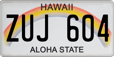 HI license plate ZUJ604