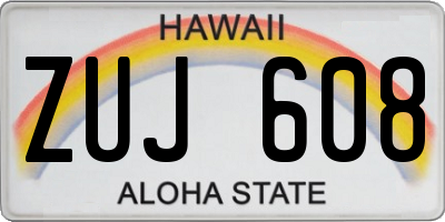 HI license plate ZUJ608