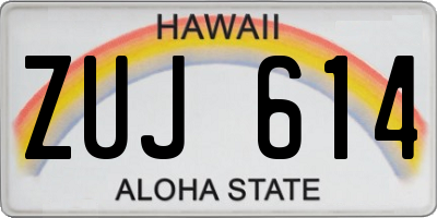 HI license plate ZUJ614