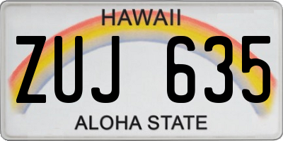 HI license plate ZUJ635