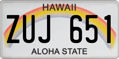 HI license plate ZUJ651