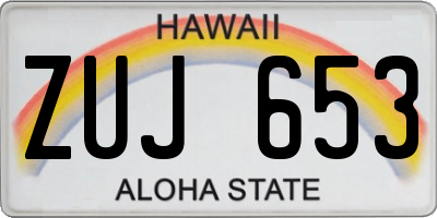 HI license plate ZUJ653