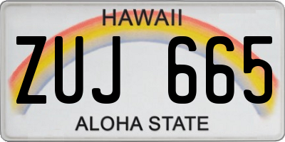 HI license plate ZUJ665