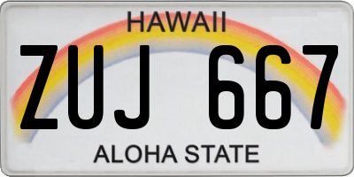 HI license plate ZUJ667