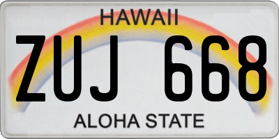 HI license plate ZUJ668