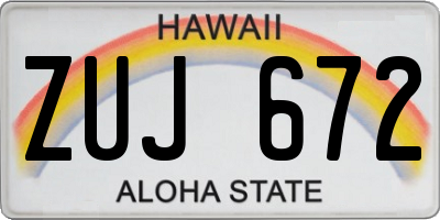 HI license plate ZUJ672