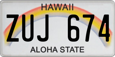 HI license plate ZUJ674