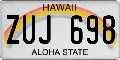 HI license plate ZUJ698