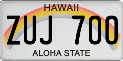 HI license plate ZUJ700