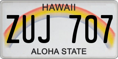 HI license plate ZUJ707