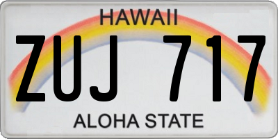 HI license plate ZUJ717