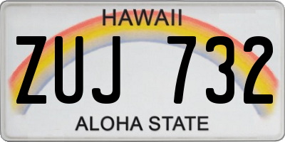 HI license plate ZUJ732