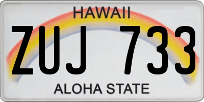 HI license plate ZUJ733