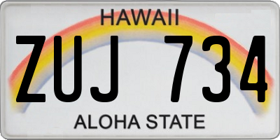 HI license plate ZUJ734