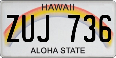 HI license plate ZUJ736