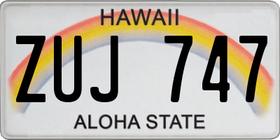 HI license plate ZUJ747
