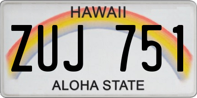 HI license plate ZUJ751