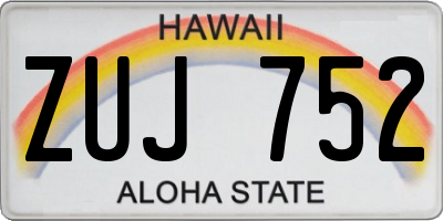 HI license plate ZUJ752