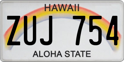 HI license plate ZUJ754