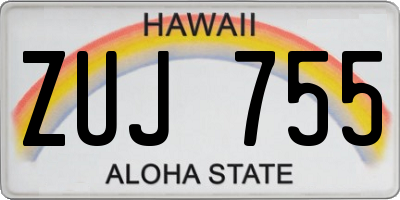 HI license plate ZUJ755