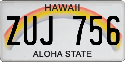 HI license plate ZUJ756