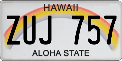HI license plate ZUJ757