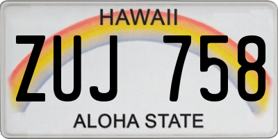 HI license plate ZUJ758