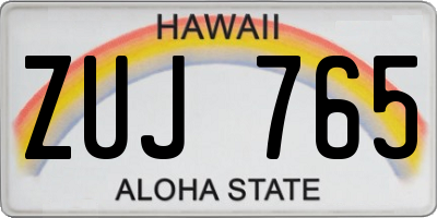 HI license plate ZUJ765