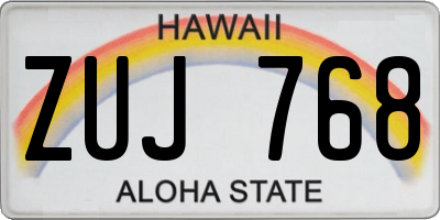 HI license plate ZUJ768