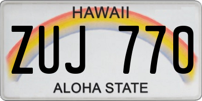 HI license plate ZUJ770