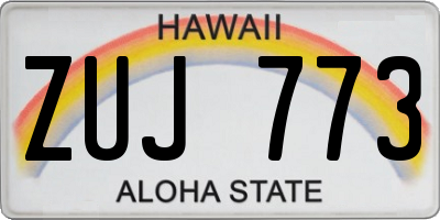 HI license plate ZUJ773