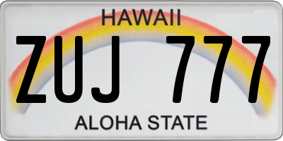 HI license plate ZUJ777