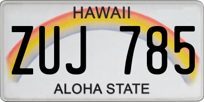HI license plate ZUJ785