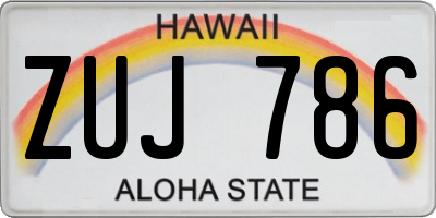 HI license plate ZUJ786
