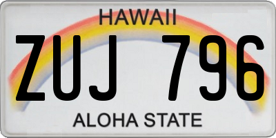 HI license plate ZUJ796