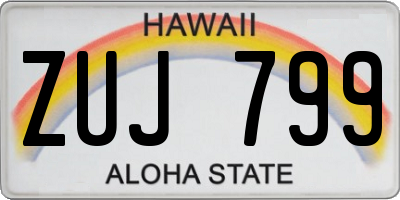 HI license plate ZUJ799