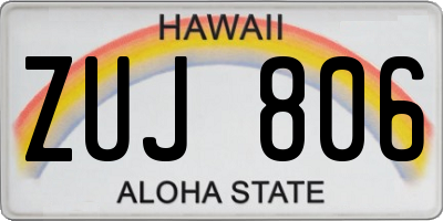 HI license plate ZUJ806